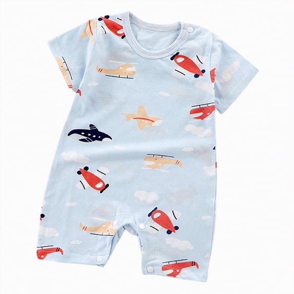 Hessimy Baby Boy Solid Color Romper Infant Ruffle Sleeve Bodysuit One Piece Outfit Toddler Jumpsuit clothes,Breathable(Sky Blue,0-6 Months)