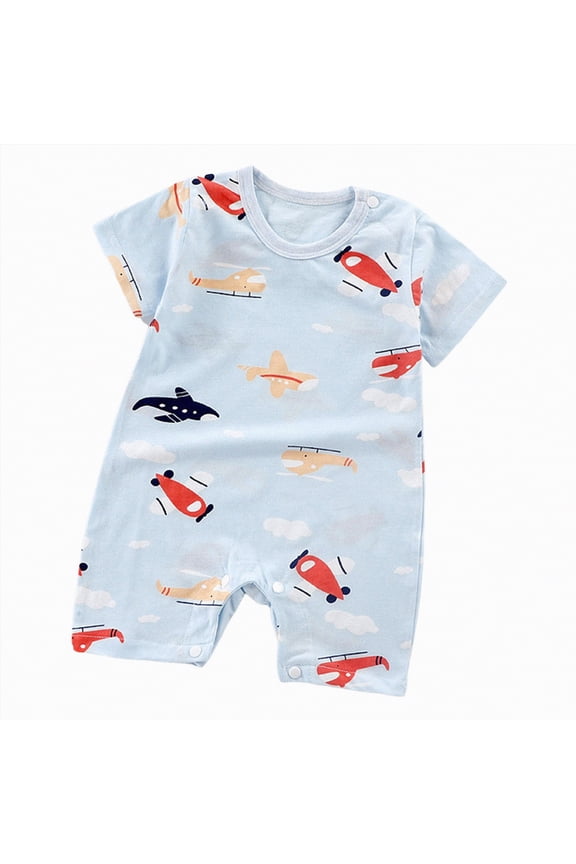 Baby Boy Solid Color Romper Infant Ruffle Sleeve Bodysuit One Piece Outfit Toddler Jumpsuit clothes,Breathable(Sky Blue,18-24 Months)