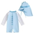 thumbnail image 1 of Hessimy Baby Boy Swimsuit UPF 50+ Sun Protection One Piece Zipper Bathing Suit with Sun Hat Beach Swimwear(A8-Blue,6-12 Months), 1 of 5
