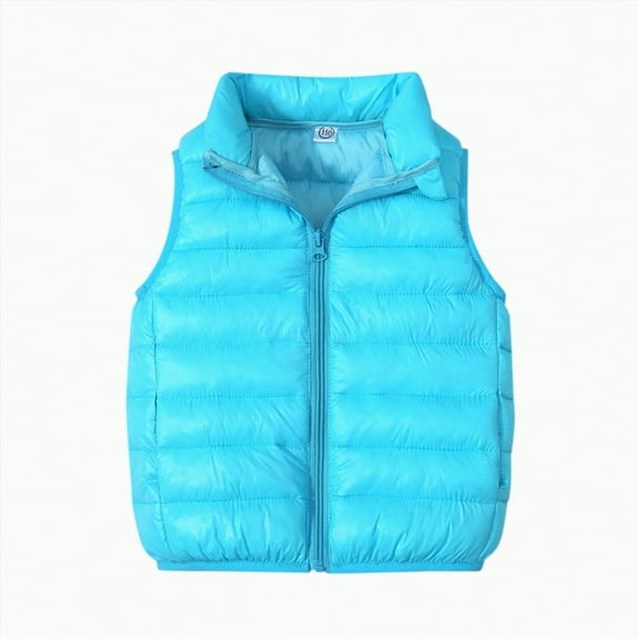 Hessimy Baby Boys Girls Coats Winter Outerwear Jackets Toddler Kids Fashion Windproof Padded Clothes Jacket solid colour sleeveless Velvet lapel zip up puffer coat (BU2,3-4 Years)