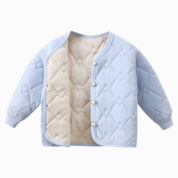 Hessimy Baby Boys Girls Jacket Kids Toddler Lined Top Button Down Thick Warm Fall Winter Outerwear Coat (Blue,1-2 Years)