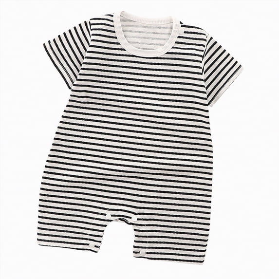 Hessimy Baby Boys Playsuits Ruffled Bodysuit Fly Sleeve Romper Newborn Cotton Linen Jumpsuit Infant Summer Clothes,Stretchy(Black,0-6 Months)