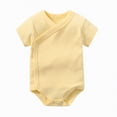 thumbnail image 1 of Hessimy Baby Boys Ruffle Long Sleeve Bodysuit Infant Solid Color Top Jumpsuit Clothes,Breathable(Yellow,3-6 Months), 1 of 5