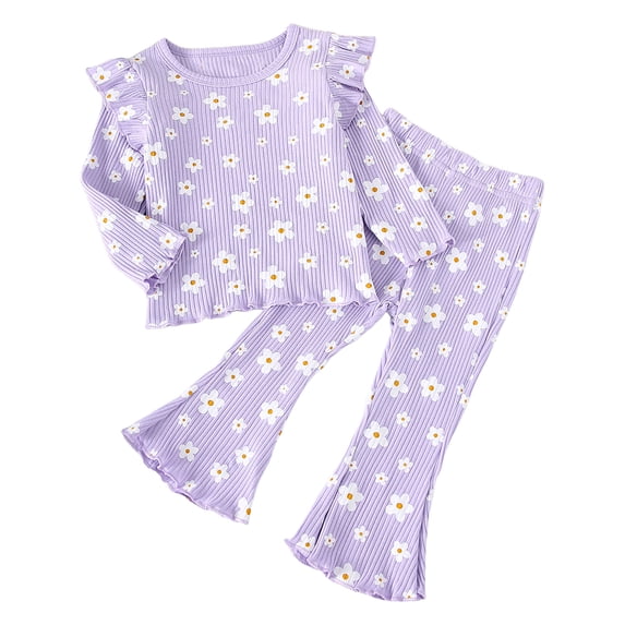Hessimy Baby Boys' and Toddler Long Sleeve Top and Pants Snug Fit Cotton Pajama Sleepwear Set Toddler Girl Boy's pajama bottoms(Purple,18-24 Months)
