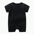 thumbnail image 1 of Hessimy Baby Clothing Baby Boy or Girl Gender Neutral Organic Cotton Short Sleeve Bodysuits solid colour round neck bodysuit (Black,6-9 Months), 1 of 4