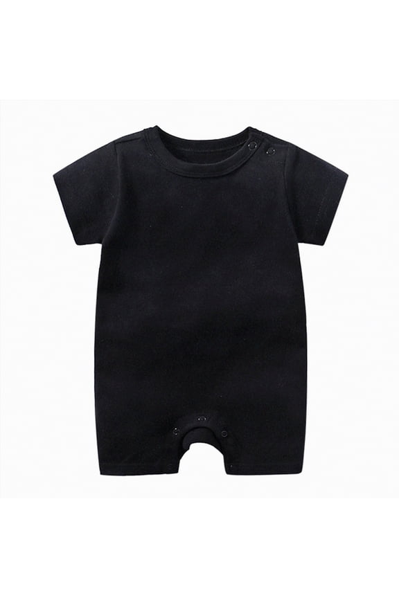 Baby Clothing Baby Boy or Girl Gender Neutral Organic Cotton Short Sleeve Bodysuits solid colour round neck bodysuit (Black,6-9 Months)