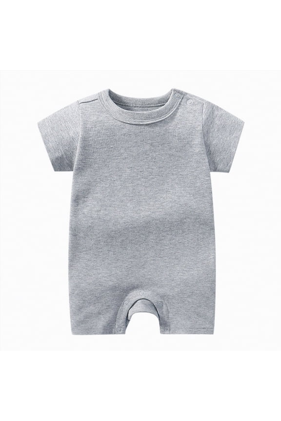 Baby Clothing Baby Boy or Girl Gender Neutral Organic Cotton Short Sleeve Bodysuits solid colour round neck bodysuit (Grey,9-12 Months)