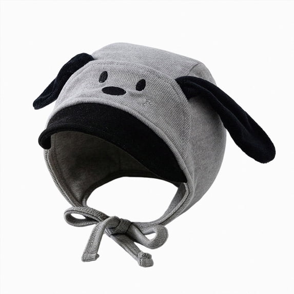 Hessimy Baby Dog Face Knit Bonnet Hat with Floppy Ears,Winter Warm Earflap Cap with Chin Ties