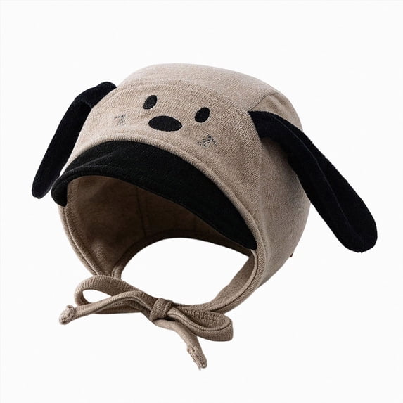 Hessimy Baby Dog Face Knit Bonnet Hat with Floppy Ears,Winter Warm Earflap Cap with Chin Ties
