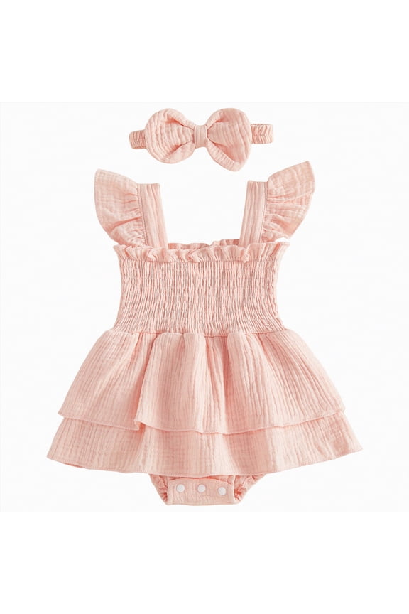 Baby Girl Clothes Floral Onesie Newborn Infant Flower Romper Waffle Long Sleeve Bodysuit Fall Winter Outfits(Pink