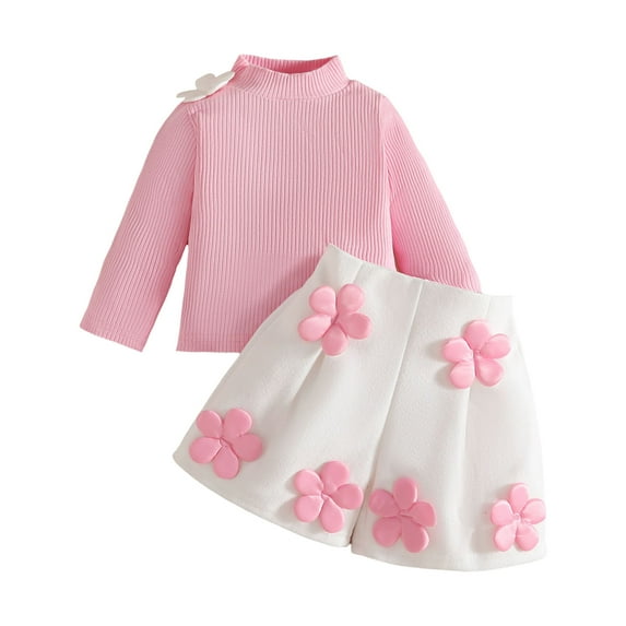 Hessimy Baby Girl Fall Outfit Winter Clothes Ruffle Romper Pants Girl' Clothing Set Spring (Pink,9-12 Months)