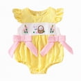thumbnail image 1 of Hessimy Baby Girl Knit Ruffle Outfit Clothes Ribbed Organic Cotton Solid Color Long Sleeve Romper Clothes(Yellow, 1 of 6