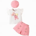 thumbnail image 1 of Hessimy Baby Girl Outfit Tops and Shorts Set Toddler Girl Spring Summer Clothes,Spring Summer Wear(Pink,9-12 Months), 1 of 7