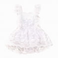 thumbnail image 1 of Hessimy Baby Girl Solid Color Romper Infant Ruffle Sleeve Bodysuit One Piece Outfit Toddler Jumpsuit clothes(White, 1 of 8