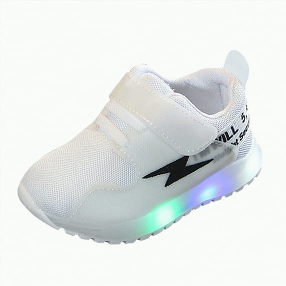 Hessimy Baby Girls Boys Shoes Breathable Light Up Walking Shoes Lightweight Led Flashing Sneakers Cute First Walkers Toddler Shoes Running Shoes Outdoor (White,8)