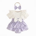 thumbnail image 1 of Hessimy Baby Girls Clothes Newborn Bodysuits Short Sleeve Ruffle Romper and Floral Pants Set Infant Outfits(Purple, 1 of 4