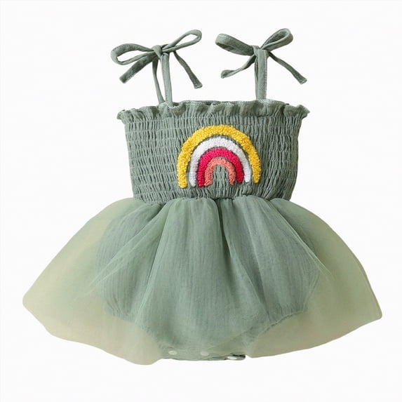 Hessimy Baby Girls Ruffle Long Sleeve Bodysuit Infant Solid Color Top Jumpsuit Clothes(Green
