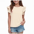 thumbnail image 1 of Hessimy Baby Girls Short Sleeve T-Shirts Infant Soft Cotton Tee Toddler Girl Clothes(Beige,6-7 Years), 1 of 5