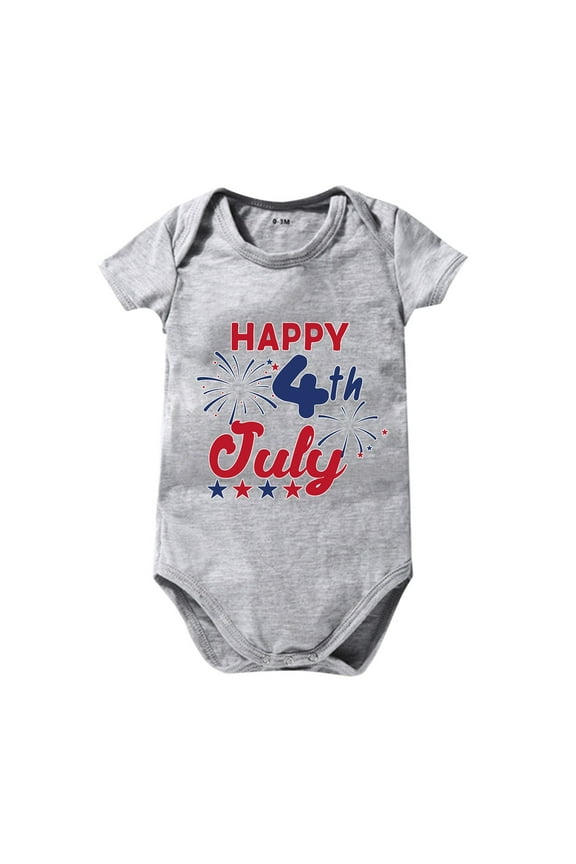 Baby Infant Romper Girl and Boy Summer Jumpsuit 4Th Of July Striped Print Crawling Clothes(Grey,18M)