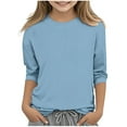 thumbnail image 1 of Hessimy Baby Kids Fly Sleeve T-Shirt for Girls Fall Winter Floral Base Shirt Toddler Crewneck Tees Teen Long Sleeves Bottoming Shir for Girls (Light Blue,12-13 Years), 1 of 5