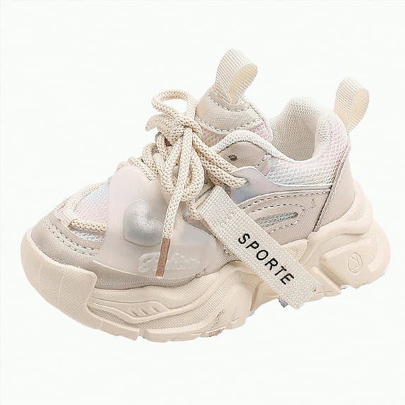 Hessimy Baby Miller Walking Sneaker Toddler Unisex Trainer Sneakers Sneakers Girls Sneakers Mesh White Sports Shoes Toddler Shoes Back To School (Beige,2.5)