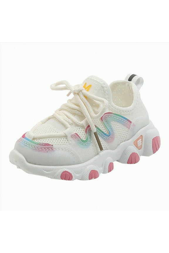 Baby Miller Walking Sneaker Toddler Unisex Chunky Trainer Sneakers Unisex Child Athletic Sneaker Running Shoes Running Shoes Back To School Sport Shoes (White,7)