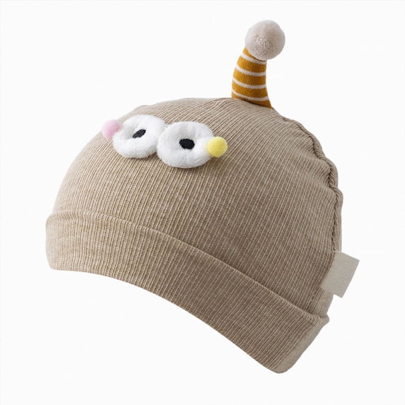 Hessimy Baby Ribbed Knit Beanie with Single Pom Antenna and Googly Eyes,Cute Winter Warm Hat