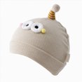 thumbnail image 1 of Hessimy Baby Ribbed Knit Beanie with Single Pom Antenna and Googly Eyes,Cute Winter Warm Hat, 1 of 9