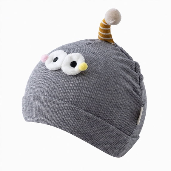 Hessimy Baby Ribbed Knit Beanie with Single Pom Antenna and Googly Eyes,Cute Winter Warm Hat