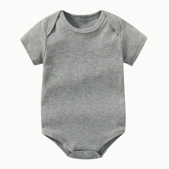 Hessimy Baby Romper Plain Color Summer Baby Girl Clothes Short Sleeve Girl Clothes 6-12 Months solid colour base bodysuits (Grey,6-9 Months)