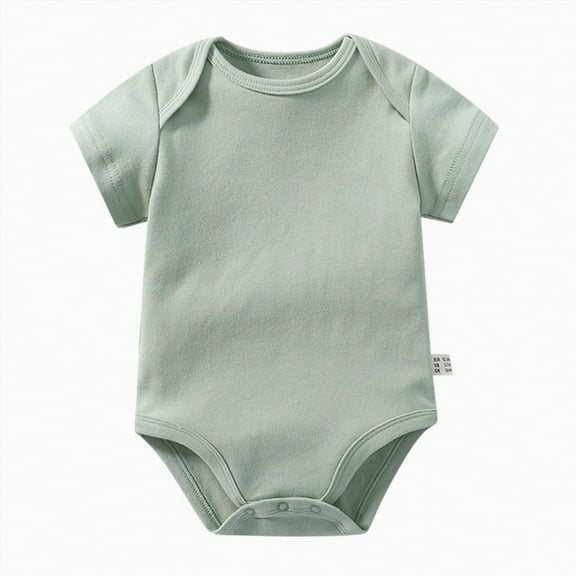 Hessimy Baby Romper Plain Color Summer Baby Girl Clothes Short Sleeve Girl Clothes 6-12 Months solid colour base bodysuits (Light Green,6-9 Months)