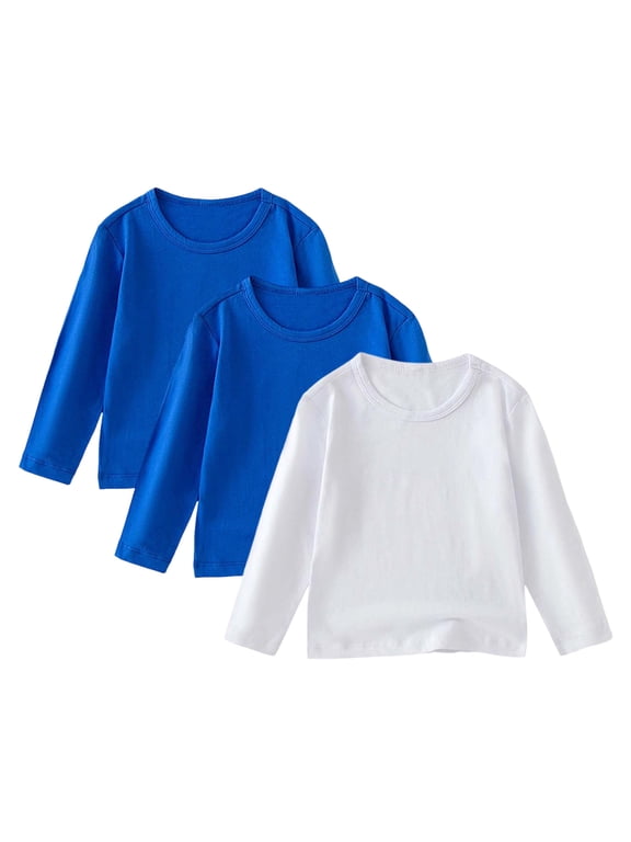 Baby Toddler Boys Girls,And Toddler Everyday Long Sleeve Layering T-Shirts,Black/Black/White 3-Pack (White,6-7 Years)