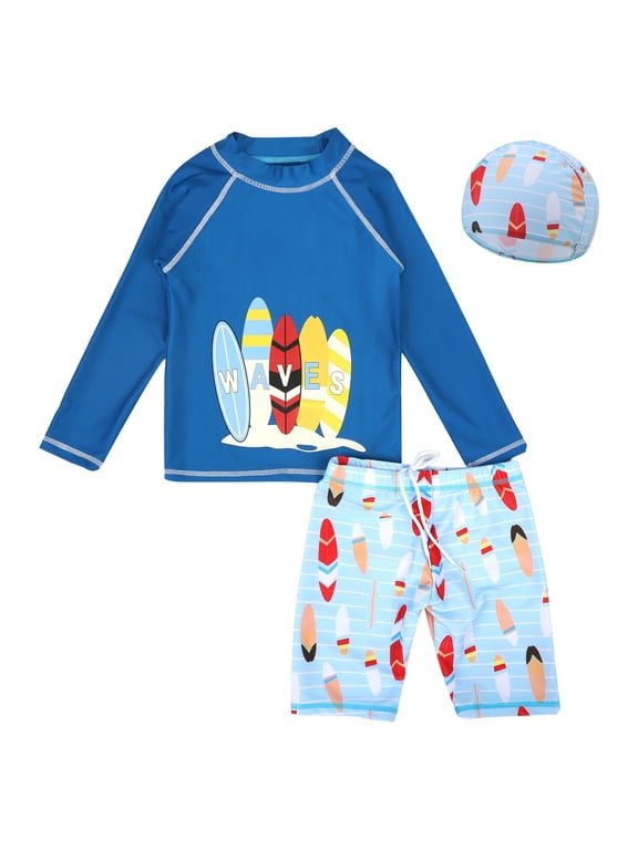 Baby Toddler Boys Two Pieces Swimsuit Set Swimwear Bathing Suit Rash Guards(Blue,10)