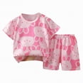 thumbnail image 1 of Hessimy Back to School Toddler Boy Outfit Embroidery T Shirt and Shorts Set,Embroidered Logo(Pink,12-18 Months), 1 of 4