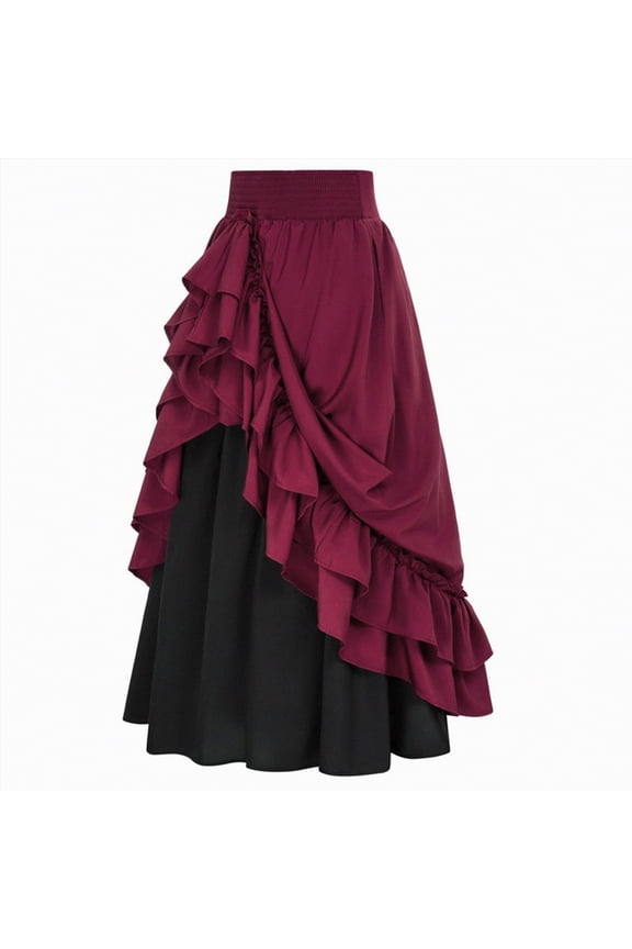 Ballet Wrap Skirt for Women Dance Skirt Chiffon Ballet Skirts with Adjustable Tie Waist for Adult Ladies Big Girls(Wine,L)
