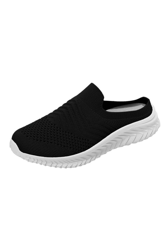 Beach Breeze Backless Sneakers for Women-Sustainable Shoes That Include Three-Zone Comfort with Orthotic Insole Arch Support(Black,10)