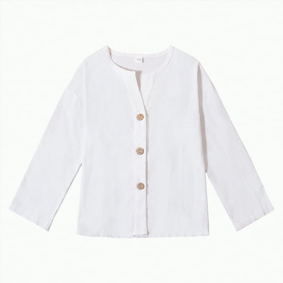 Hessimy Big Girls campus Uniform Formal Long Sleeve Button Down Oxford Shirt Little Boys Unisex Dress Shirt Fall Winter Kids Slim Fit Shirt Cute Fashion Cool Basic Tops Soft (White,13-14 Years)