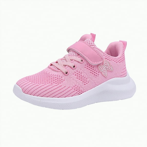 Hessimy Big Kids Knit Cage Sneakers Soild Color Outdoor The Floor Barefoot Non-Slip First Walkers Sports Shoes Running Shoes Back To School Sport Shoes (Pink,13.5)