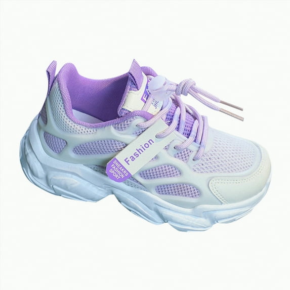 Hessimy Big Kids Knit Cage Sneakers Soild Colour The Floor Barefoot Non-Slip First Walkers Sports Shoes (Purple,11.5)