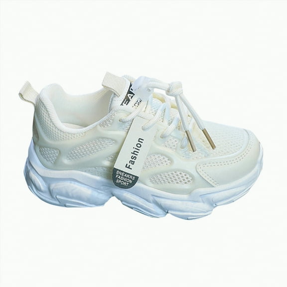 Hessimy Big Kids Knit Cage Sneakers Soild Colour The Floor Barefoot Non-Slip First Walkers Sports Shoes (White,12)