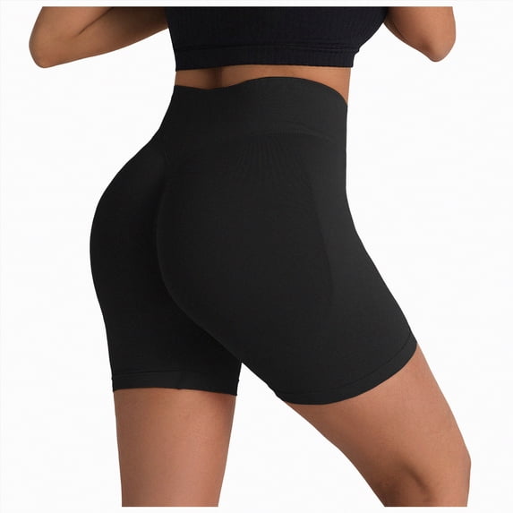 Hessimy Biker Shorts Women Tummy Control Workout Shorts with Pockets High Waisted Compression Gym Running Yoga Shorts Women Black S