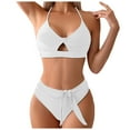 thumbnail image 1 of Hessimy Bikini Set for Women Two Piece Swimsuits Cut Out High Waisted Scoop Neck V Cut Bottom(Z05-White,S), 1 of 5