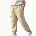 thumbnail image 1 of Hessimy Boy'S Cargo Joggers Pants Youth Hiking Lightweight Pants For Sports Outdoor With Zipper Pockets (Khaki,1-2 Years), 1 of 5