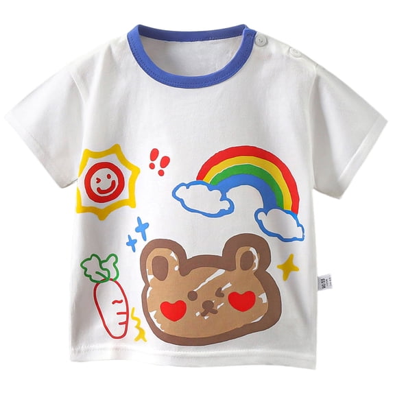 Hessimy Boy Shirts Toddler Short Sleeve Cotton T-Shirt Summer Crew Neck Tops for Kids,Toddler Clothes(Brown,6-8 Months)