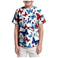 thumbnail image 1 of Hessimy Boy's Letter Print Graphic Tees Short Sleeve Vintage T Shirt Round Neck Summer Tops Streetwear,Vintage Tee(Blue,6-7 Years), 1 of 4