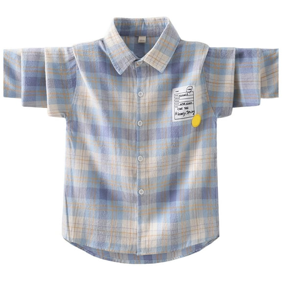 Hessimy Boy's Toddler Casual Long Sleeve Western Pearl Snap Button Up Plaid Shirt(Blue,14-15 Years)
