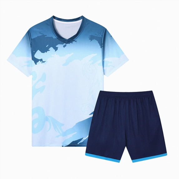 Hessimy Boys Active Short Sets Active Short Sleeve Crewneck T-Shirt and Shorts 2 Piece Athletic Shorts Set,Jogging Football Tracksuit 12-18 Months