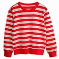 thumbnail image 1 of Hessimy Boys Adaptive Fleece Essentials For Teen Girls Winter Long Sleeve Winter y2k outdoor crewneck stripe sweatshirts pullover (Red,12-24 Months), 1 of 9