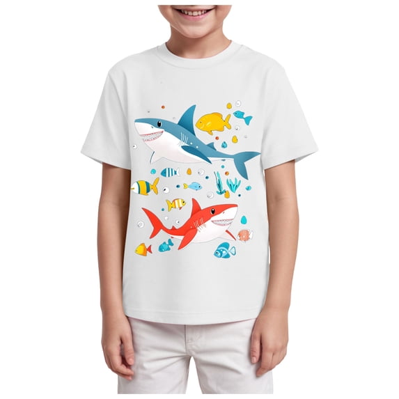 Hessimy Boys Athletic Shirt Quick Dry Short Sleeve Performance Moisture Wicking T Shirt for Youth,Moisture Wicking(White,7-8 Years)