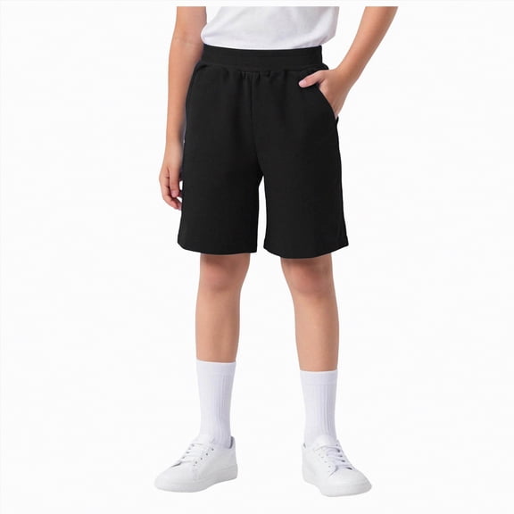 Hessimy Boys Athletic Shorts Mesh Quick Dry Basketball Soccer Shorts for Kids Sport Clothes with Pockets(Black,14-15 Years)